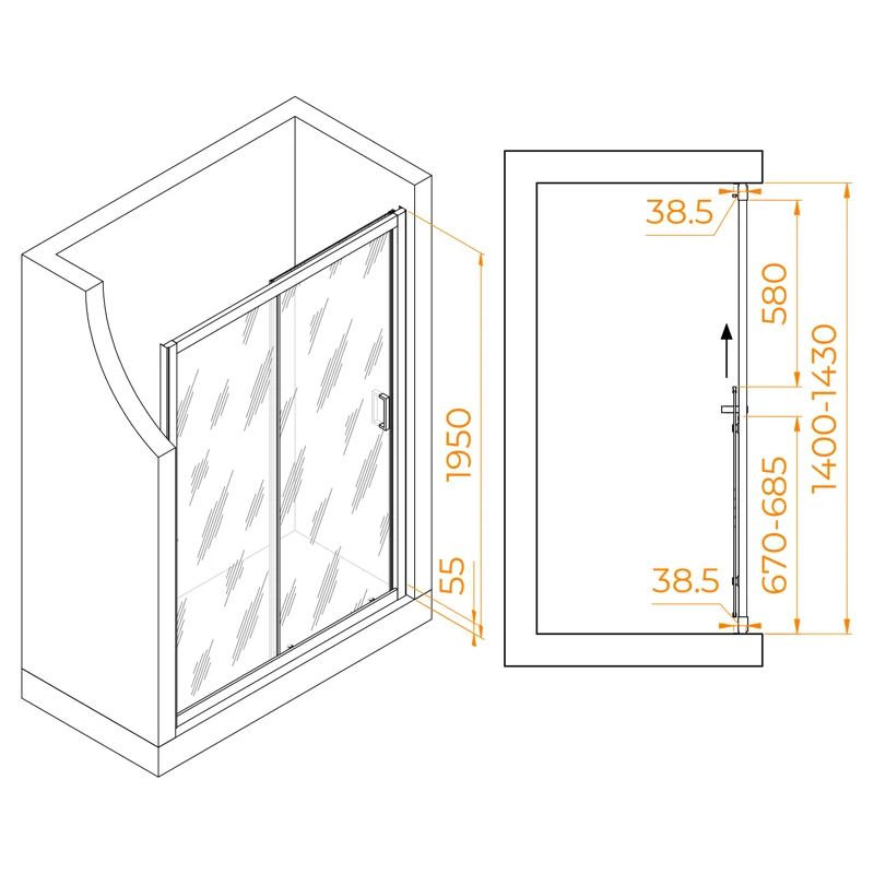 Душевая дверь в нишу RGW PA-016 B Passage 350801614-24, 140 см, стекло матовое, профиль черный