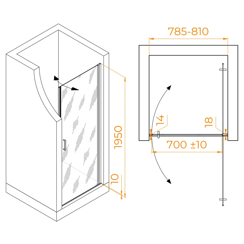 Душевая дверь RGW Leipzig LE-003 80 351200308-11 профиль Хром стекло прозрачное
