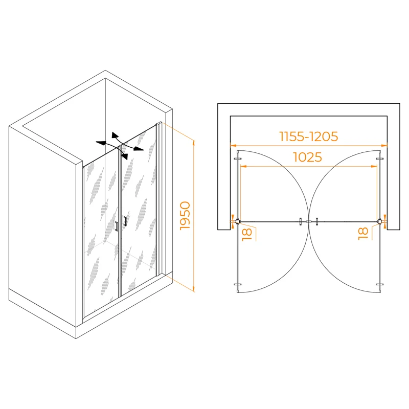 Душевая дверь в нишу RGW Passage PA-104B 060810412-14, 120 см, стекло прозрачное, профиль черный