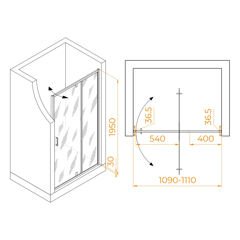 Душевая дверь RGW Leipzig LE-103-B 110 711210311-14 профиль Черный стекло прозрачное