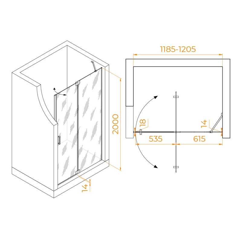 Душевая дверь RGW Hotel HO-014 120 350601412-11 профиль Хром стекло прозрачное