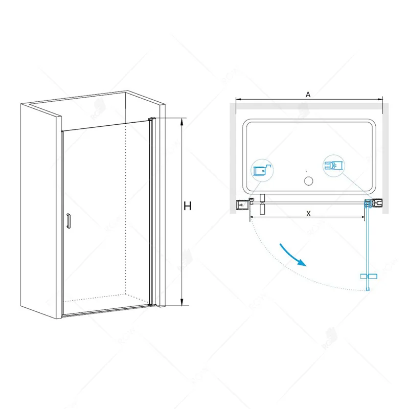 Распашная душевая дверь RGW LE-03 60*195 прозрачное стекло 6 мм 06120306-11