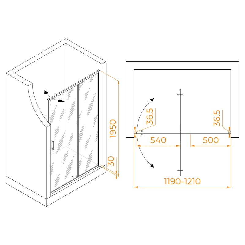 Душевая дверь RGW Leipzig LE-103-B 120 711210312-14 профиль Черный стекло прозрачное