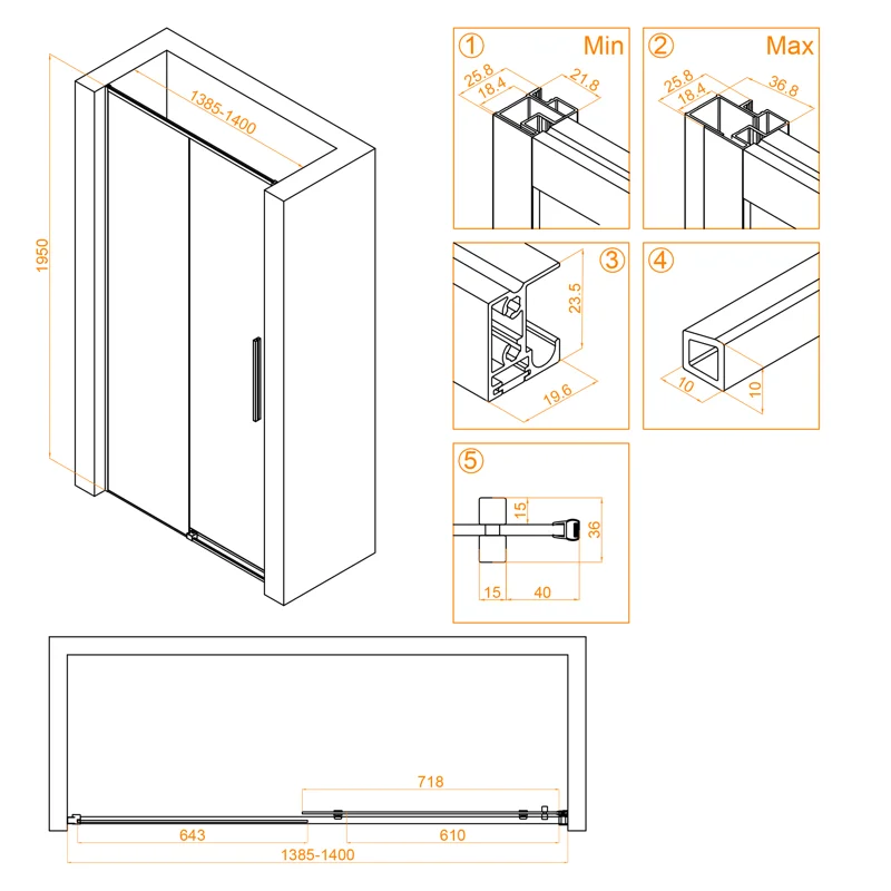 Душевая дверь RGW Stilvoll SV-12G 140 32321214-16 профиль Золото стекло прозрачное