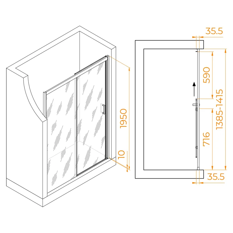 Душевая дверь RGW Passage PA-017, 350801714-24, 140 х 195 см, стекло матовое, профиль черный