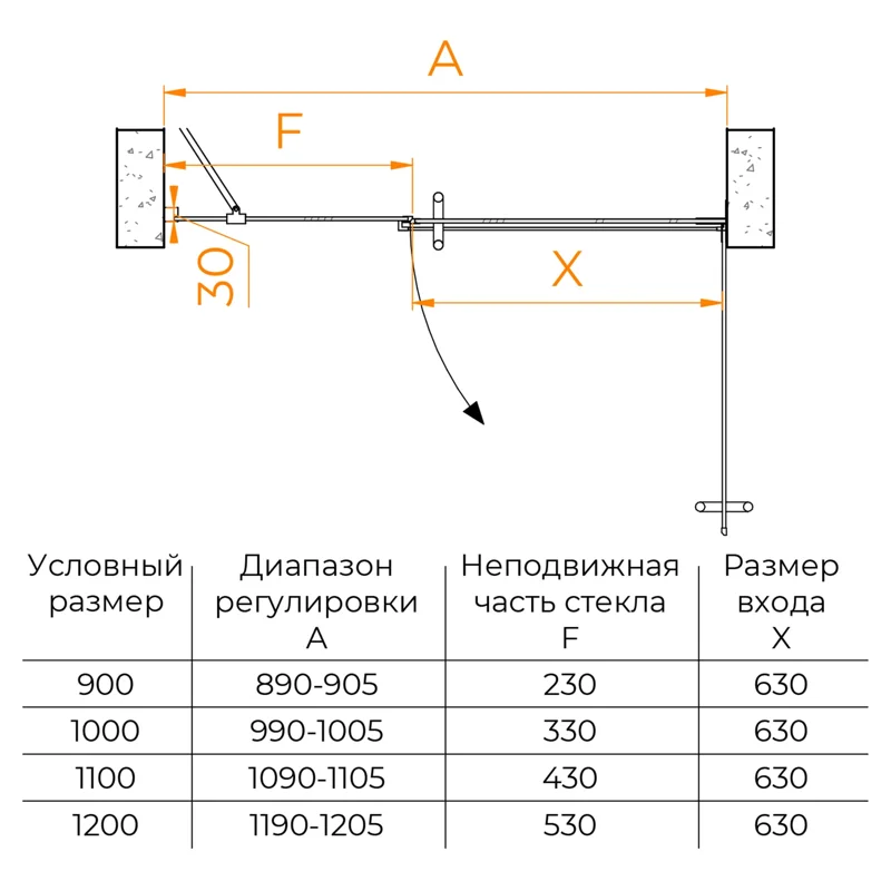 Душевая дверь RGW Hotel HO-012 110 350601211-11 профиль Хром стекло прозрачное