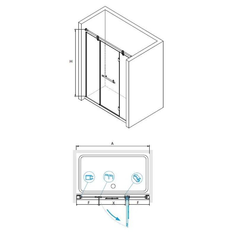 Душевая дверь RGW VI-02 02040213-18, 130x195, белый, прозрачное стекло
