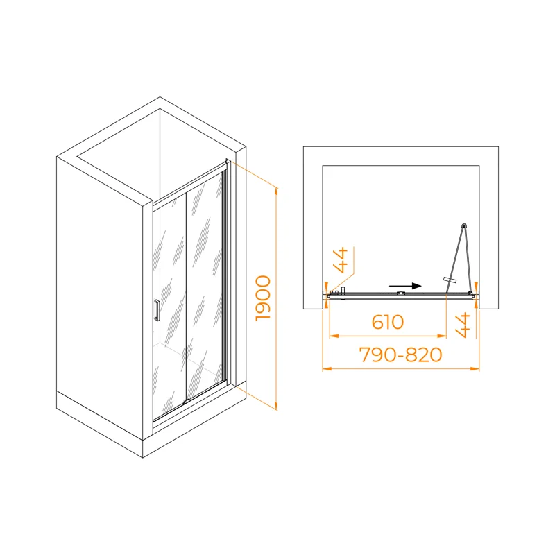 Душевая дверь в нишу RGW Passage PA-21B 06082108-14, 80 см, стекло прозрачное, профиль черный