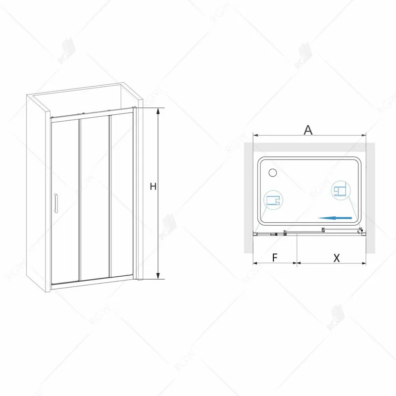 Душевая дверь в нишу RGW Passage PA-13 (169-171) x195 профиль хром, стекло прозрачное

