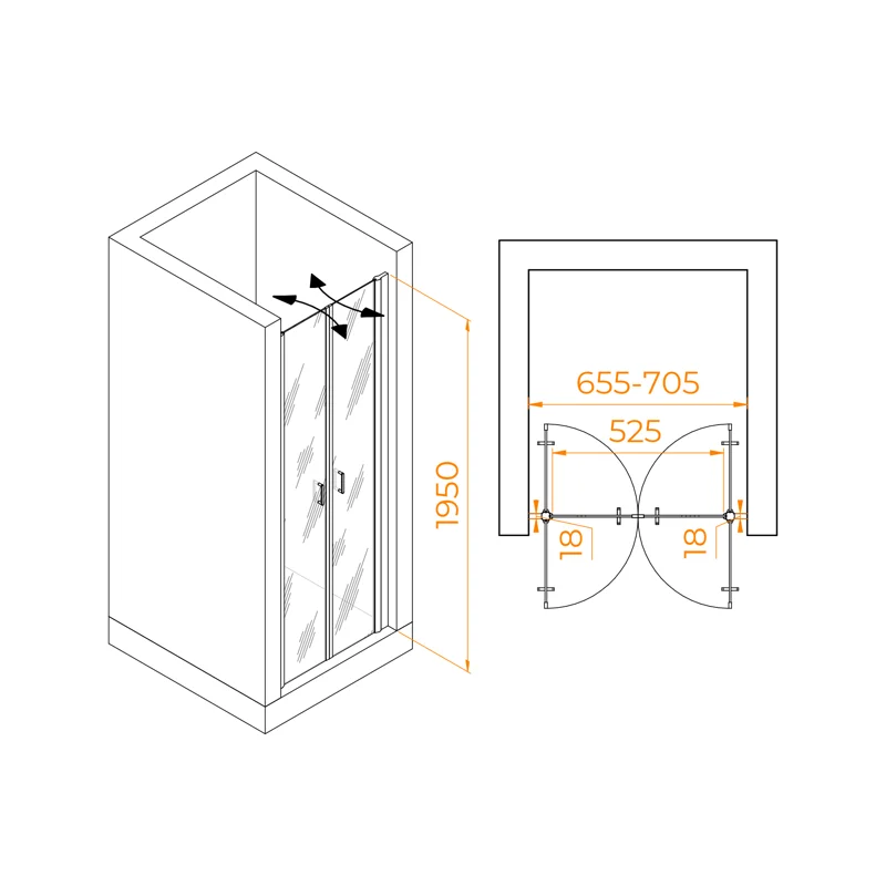 Душевая дверь в нишу RGW Passage PA-104B 060810407-14, 70 см, стекло прозрачное, профиль черный