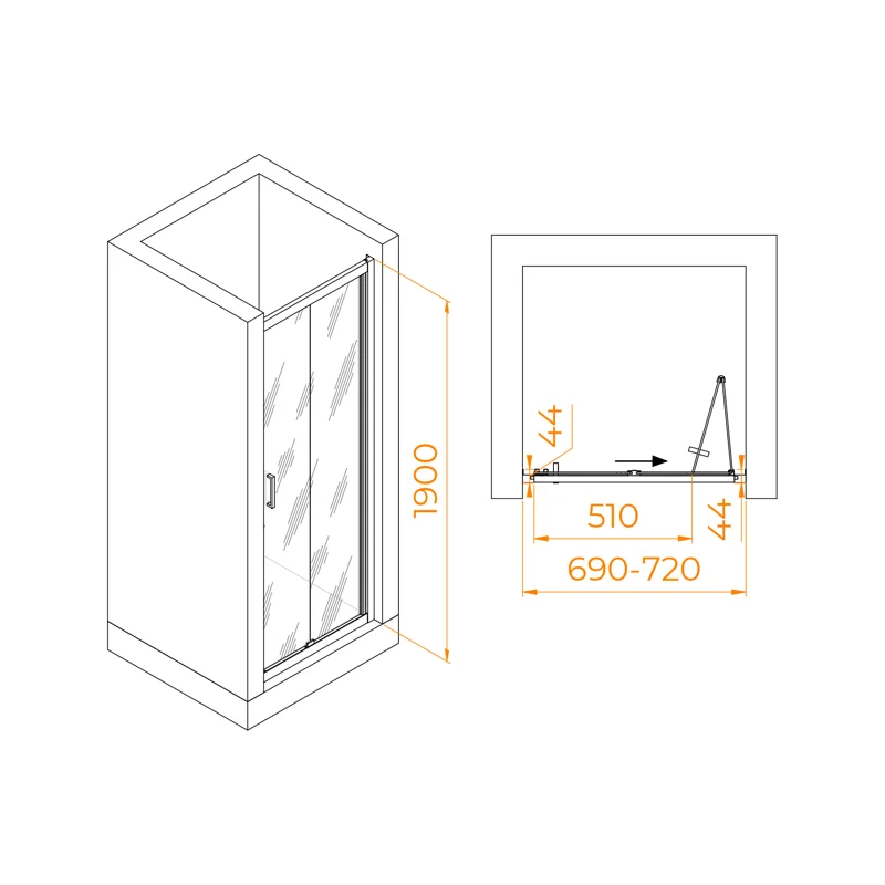 Душевая дверь в нишу RGW Passage PA-21 06082107-11, 70 см, стекло прозрачное, профиль хром