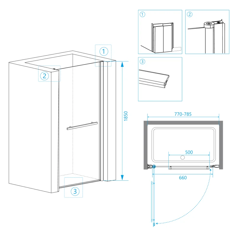 Душевая дверь RGW PA-02 NEW, 80 х 185 см, стекло прозрачное, профиль хром, 41080208-11