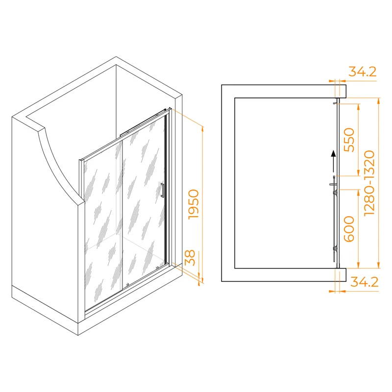 Душевая дверь в нишу RGW Passage PA-14W 41081413-15, 130 см, стекло прозрачное, профиль белый