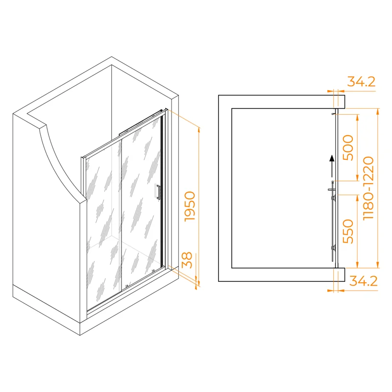 Душевая дверь RGW Passage PA-14 G 120 41081412-16 профиль Золото стекло прозрачное