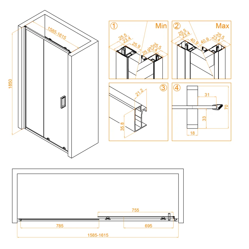 Душевая дверь RGW Classic CL-14 160 32091416-11 профиль Хром стекло прозрачное