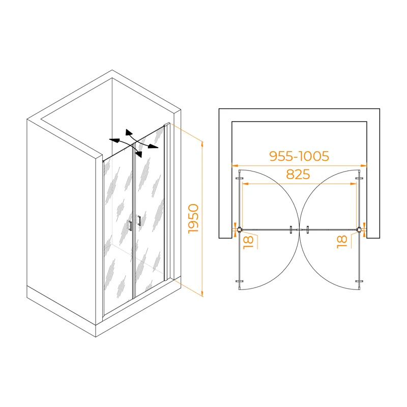 Душевая дверь в нишу RGW Passage PA-104 060810410-11, 100 см, стекло прозрачное, профиль хром