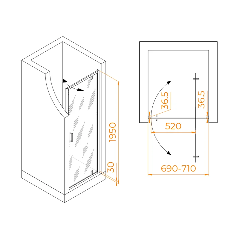 Душевая дверь RGW Leipzig 711210207-11 70х195 стекло прозрачное профиль хром глянцевый