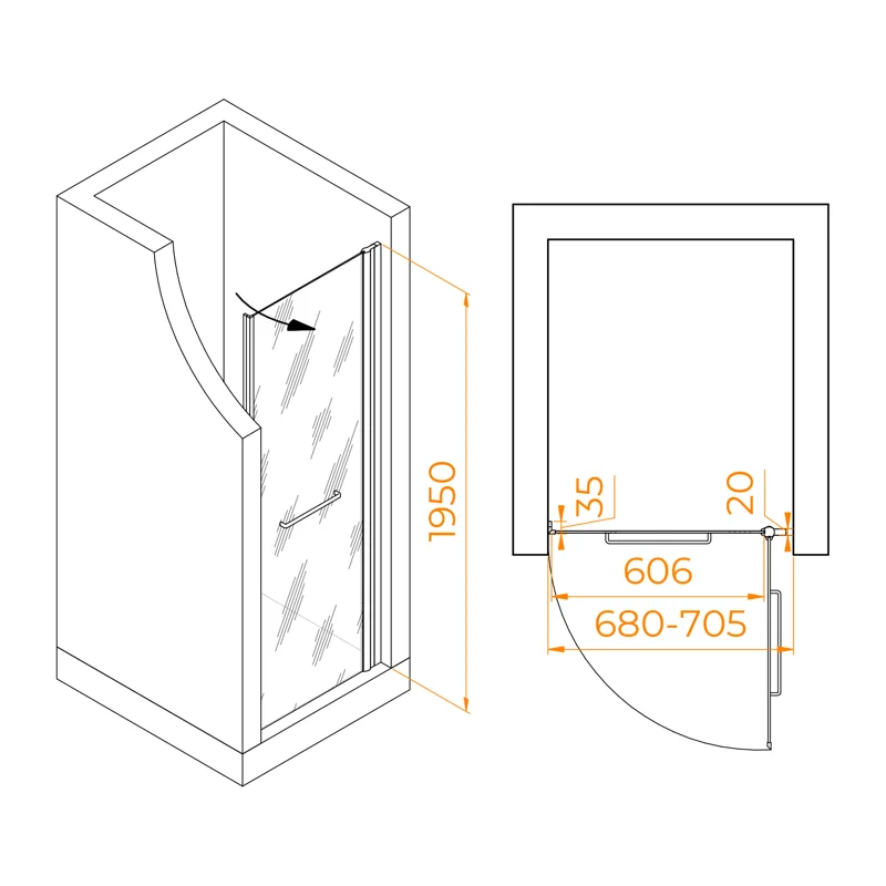 Душевая дверь в нишу RGW Passage PA-103 020810307-11, 70 см, стекло прозрачное, профиль хром