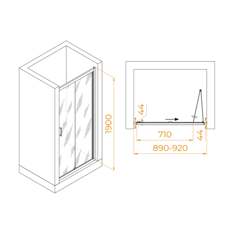 Душевая дверь в нишу RGW Passage PA-21 06082109-11, 90 см, стекло прозрачное, профиль хром