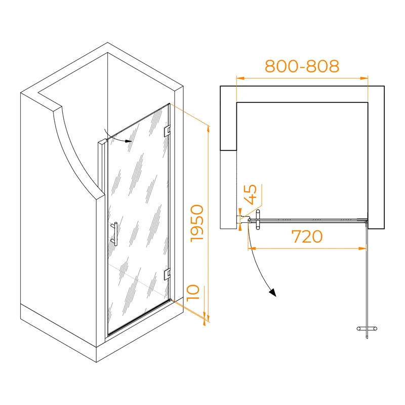 Душевая дверь RGW Hotel HO-011B 80 350601108-14 профиль Черный стекло прозрачное