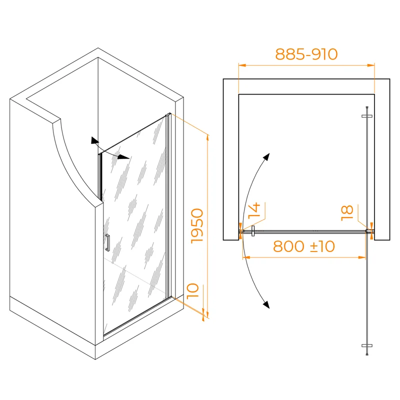 Душевая дверь RGW LE-003Gr 900, 351200309-210, 90 см, стекло матовое-сатинат, профиль серый