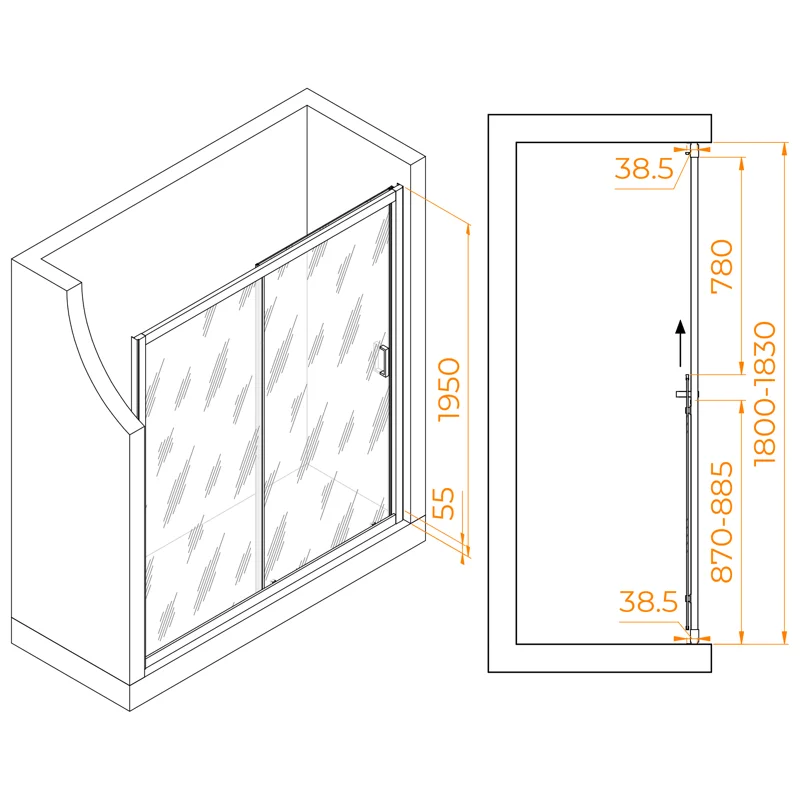 Душевая дверь в нишу RGW Passage PA-016B 350801618-14, 180 см, стекло прозрачное, профиль черный
