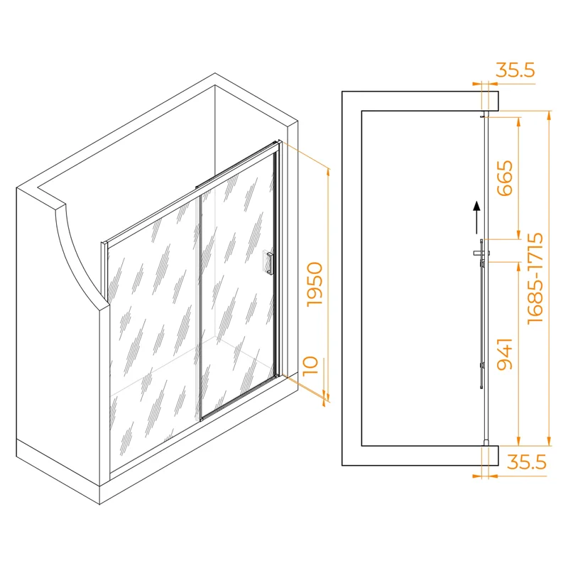 Душевая дверь RGW PA-017B, 170 х 195 см, стекло прозрачное, профиль черный, 350801717-14