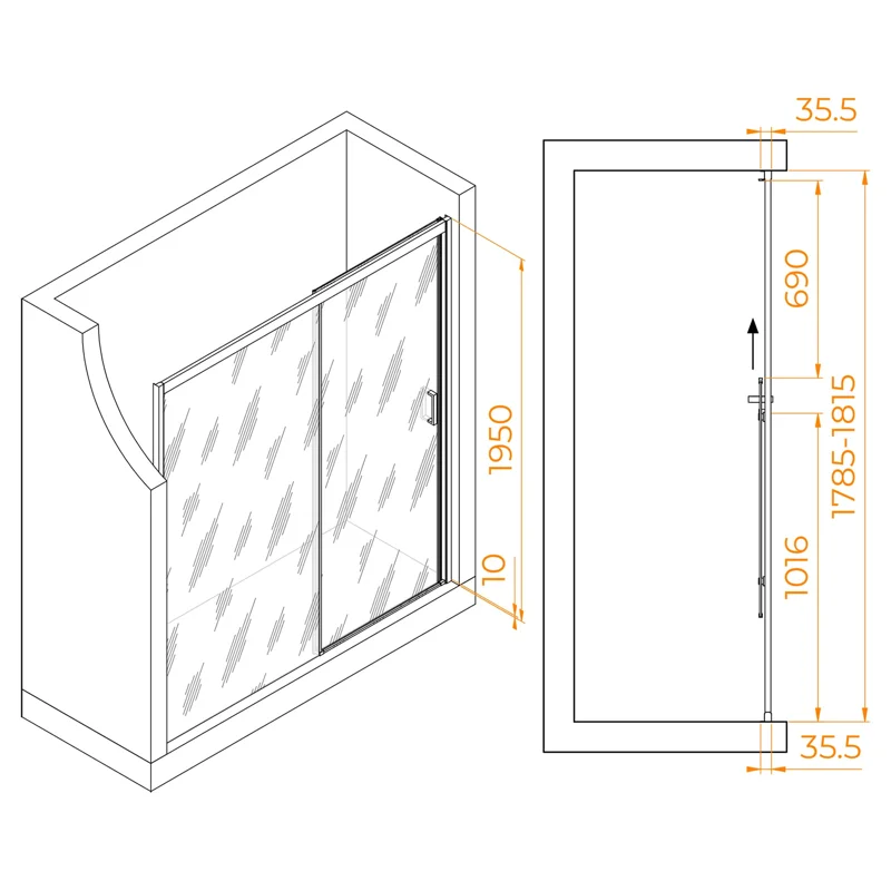 Душевая дверь RGW PA-017, 180 х 195 см, стекло прозрачное, профиль хром, 350801718-11