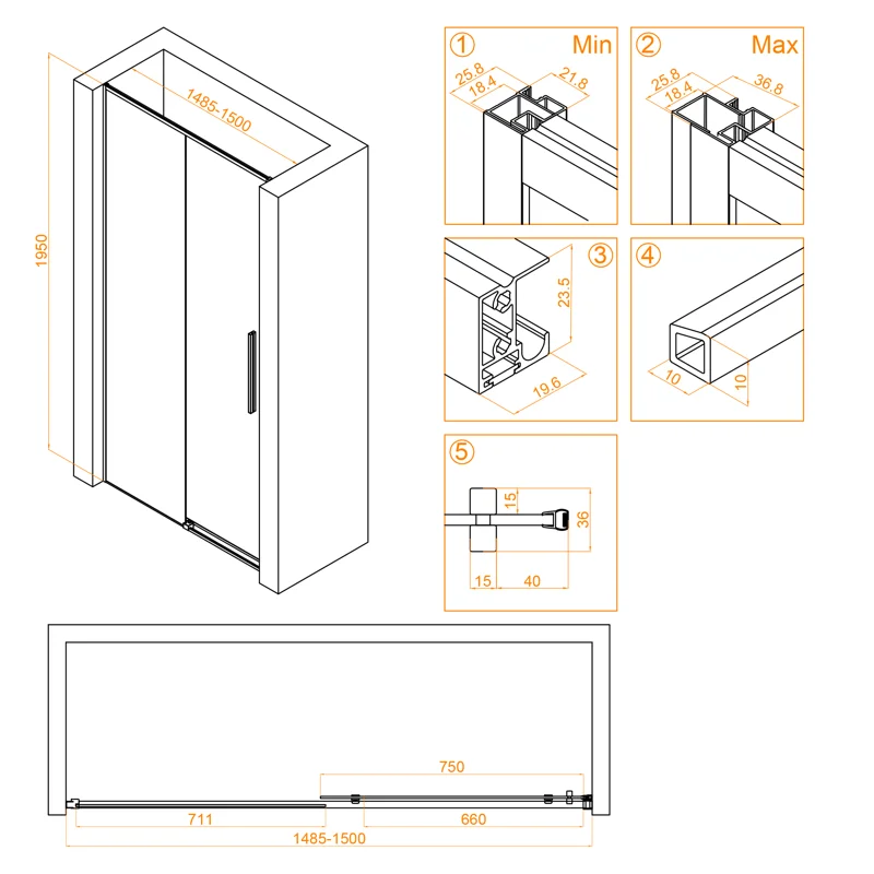 Душевая дверь RGW Stilvoll SV-12 150 32321215-11 профиль Хром стекло прозрачное