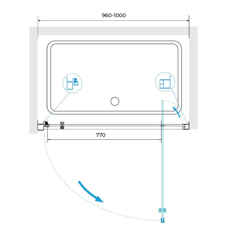 Душевая дверь RGW PA-105, 100 х 185 см, стекло прозрачное, профиль хром, 410810510-11