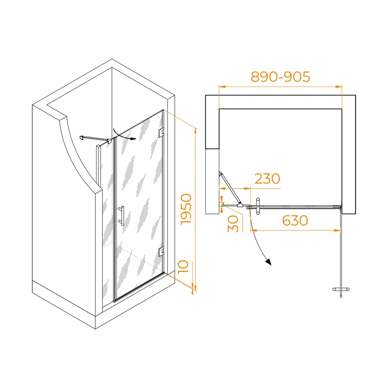 Душевая дверь RGW Hotel HO-012-B 90 350601209-14 профиль Черный стекло прозрачное