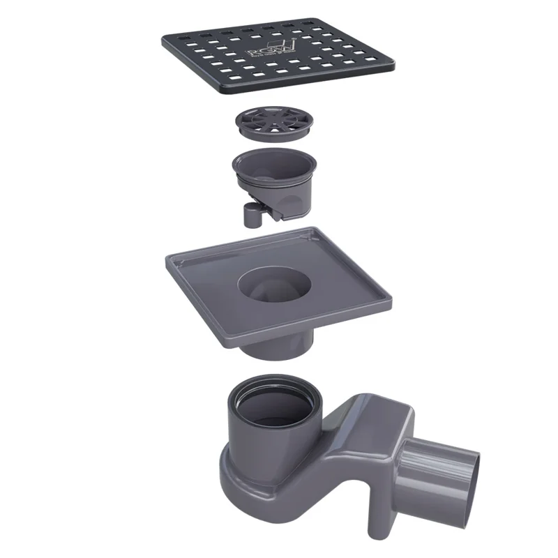 Душевой трап RGW Shower Drain SDR-14, 11 х 11 см, решетка черная, 47211411-04