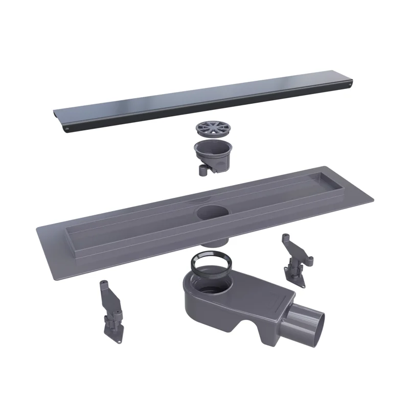 Дренажный канал RGW Shower Drain SDR-31B, 40 см, решетка черная, 47213140-04