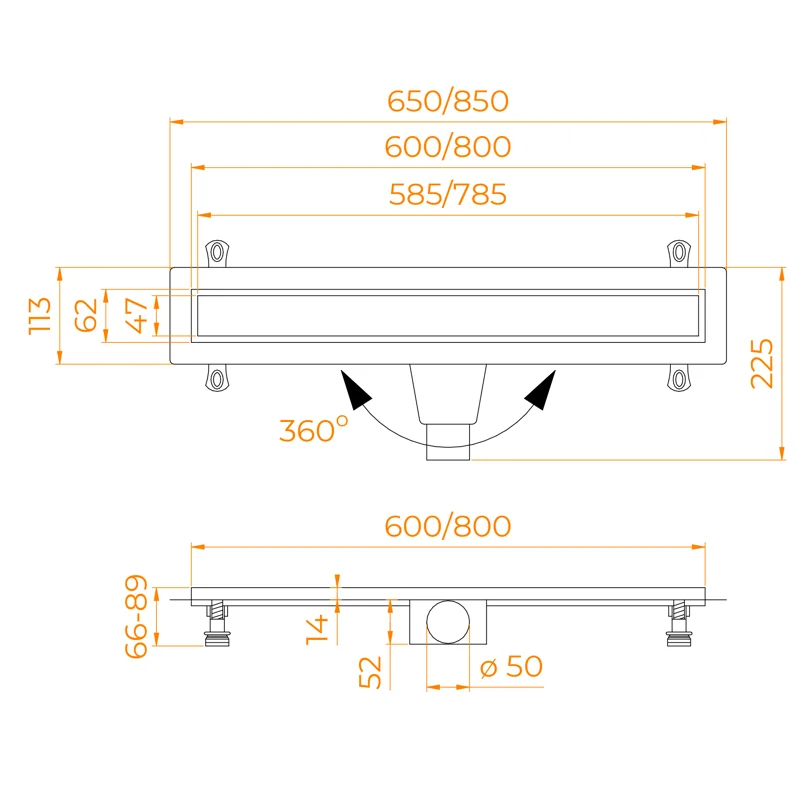 Дренажный канал RGW Drain Leo-21 60212140-01, 40 см, под плитку, хром