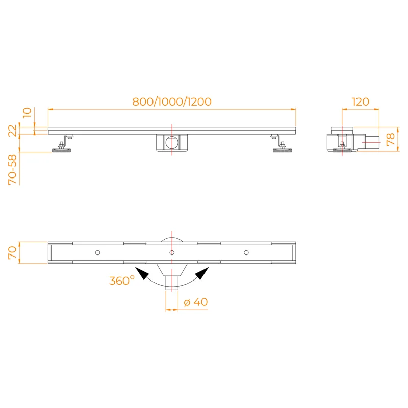 Дренажный канал RGW SDR-08 21210810-011, 100 см, с решеткой под плитку, хром