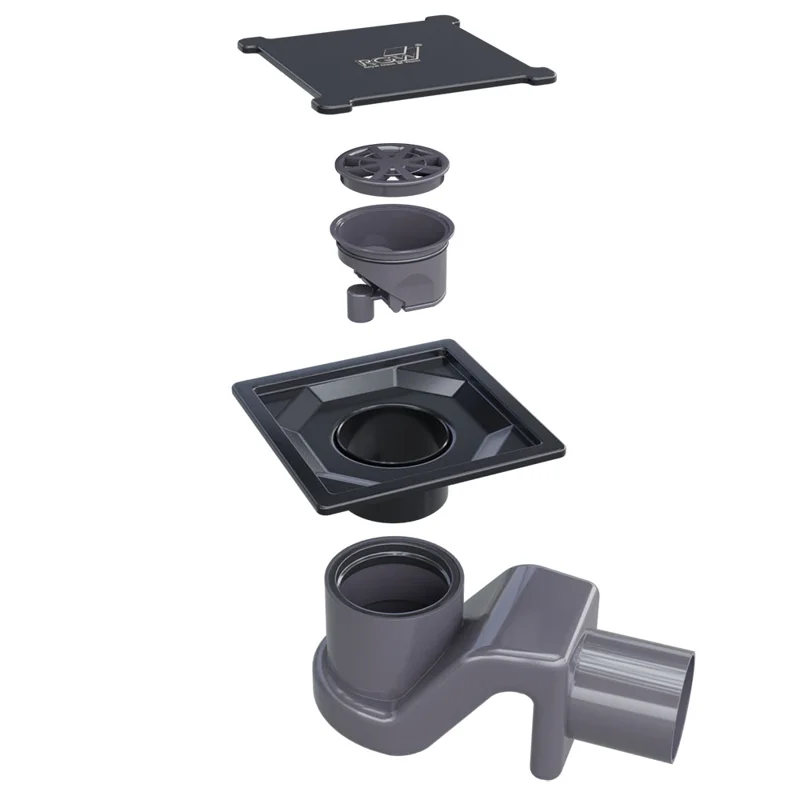 Душевой трап RGW Shower Drain SDR-13, 11 х 11 см, решетка черная, 47211311-04