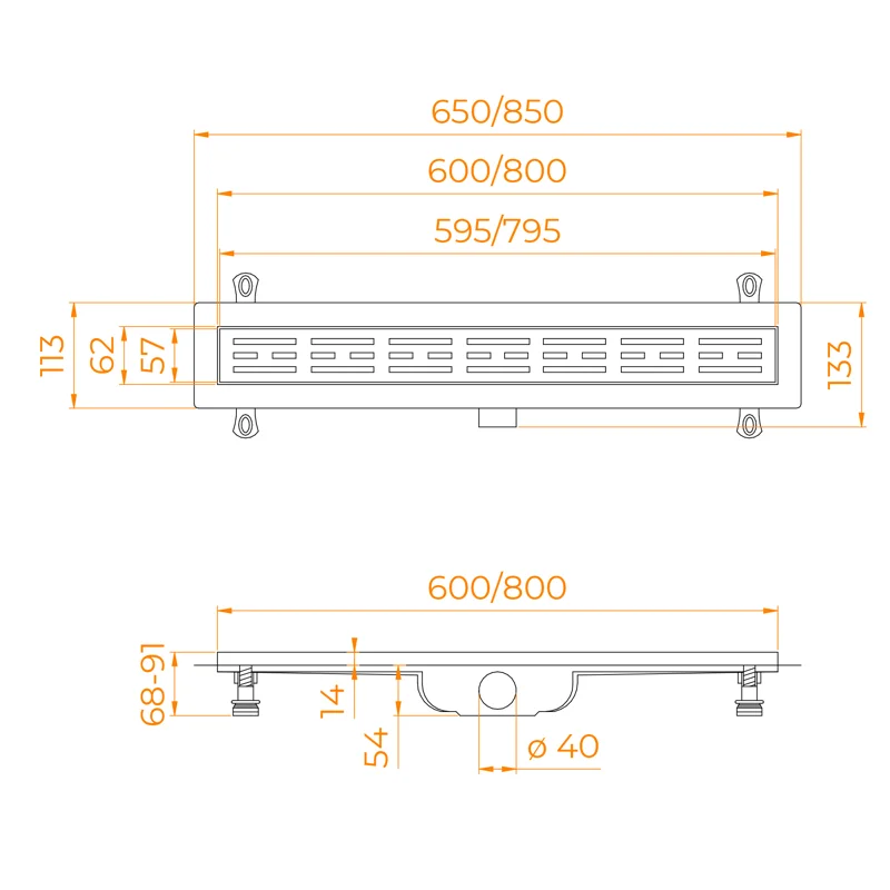 Дренажный канал RGW Drain Leo-10 60211080-01, 80 см, с решеткой из нержавеющей стали, хром