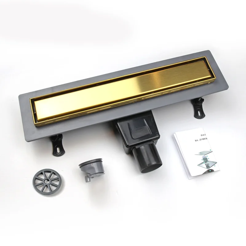 Дренажный канал RGW Drain Leo-31, 60213140-06, 40 см, решетка золото браш