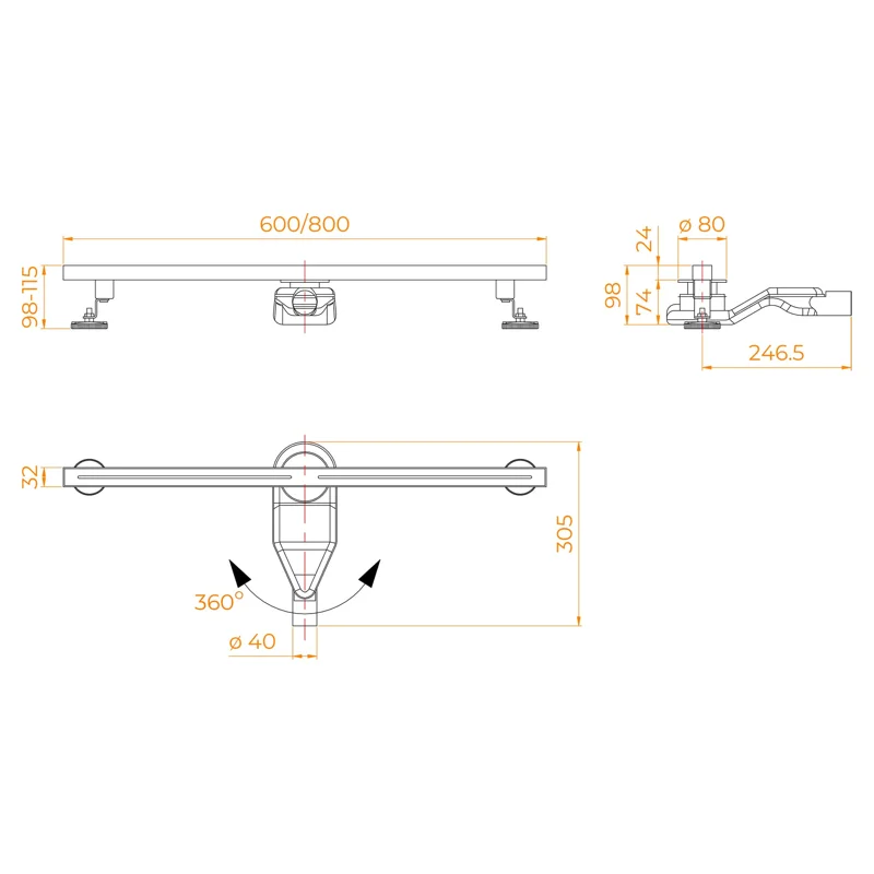 Дренажный канал RGW SDR-52B 76215260-04, 60 см, цвет черный