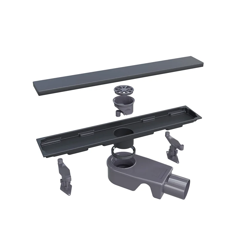 Дренажный канал RGW Shower Drain SDR-22B, 60 см, решетка под плитку черная, 47212260-04