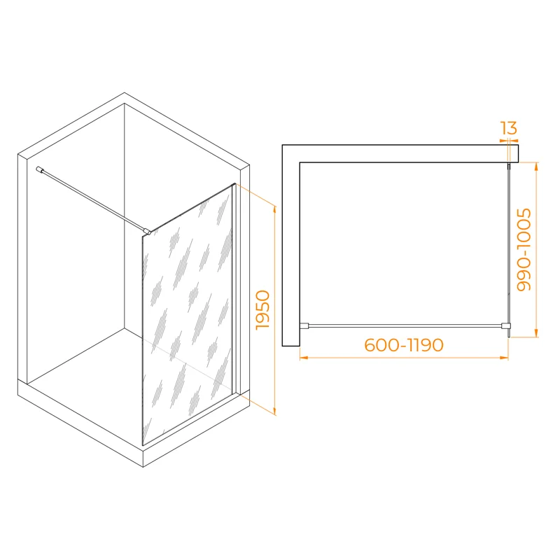 Душевая стенка RGW WA-010W Walk In, 100 см, стекло прозрачное, профиль белый, 351001010-15