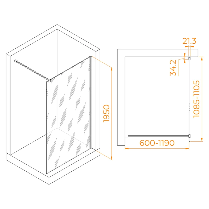 Душевая стенка RGW WA-001 Walk In, 110 см, стекло прозрачное, профиль хром, 351000111-11