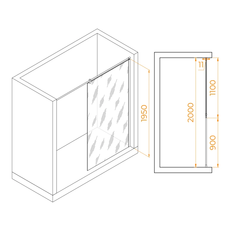 Душевая стенка RGW WA-003 Walk In, 110 см, стекло прозрачное, профиль хром, 351003311-11