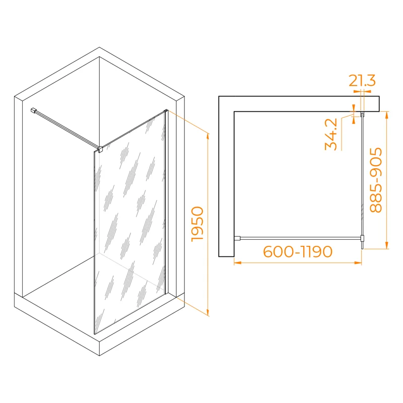 Душевая стенка RGW WA-001 Walk In, 90 см, стекло прозрачное, профиль хром, 351000109-11