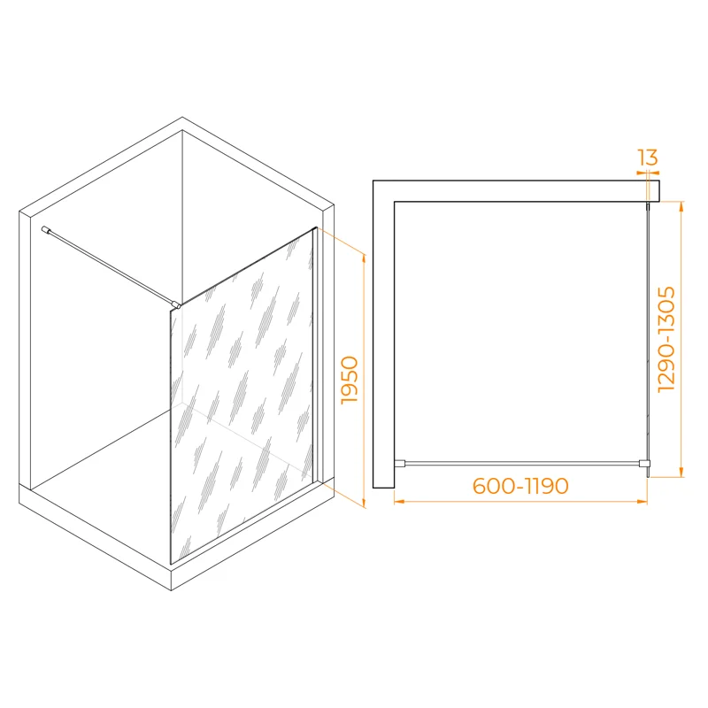 Душевая стенка RGW WA-010W Walk In, 130 см, стекло прозрачное, профиль белый, 351001013-15