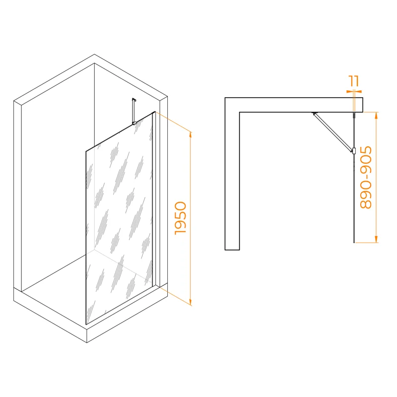 Душевая перегородка RGW Walk In 351010209-15 90х195 стекло прозрачное профиль белый
