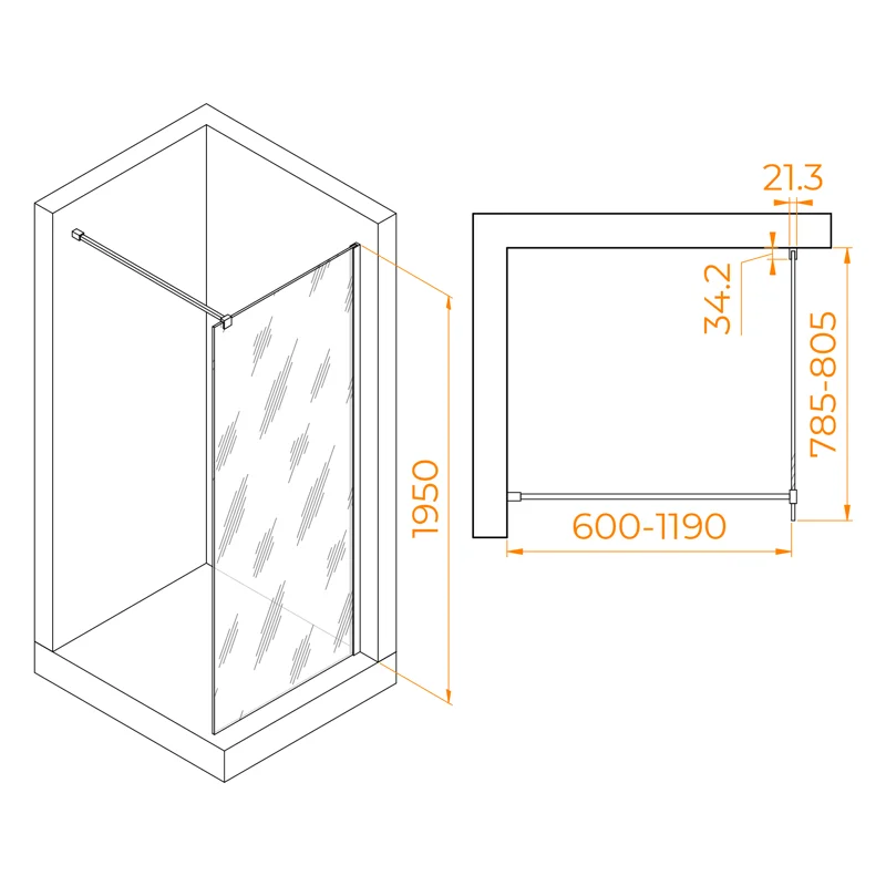 Душевая перегородка RGW Walk In 351000108-11 80х195 стекло прозрачное профиль хром глянцевый