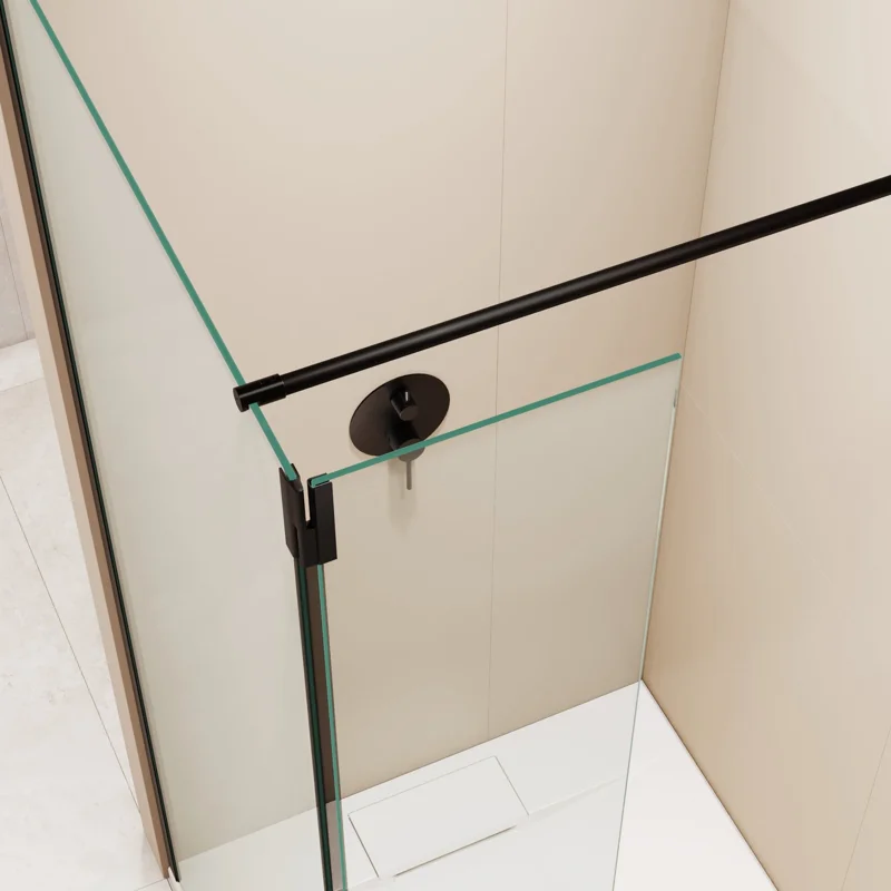 Душевой уголок RGW WA-050B (WA-002B + Z-070B) Walk In 351005003-14, 120 x 100 см, распашная створка, стекло прозрачное, профиль черный матовый