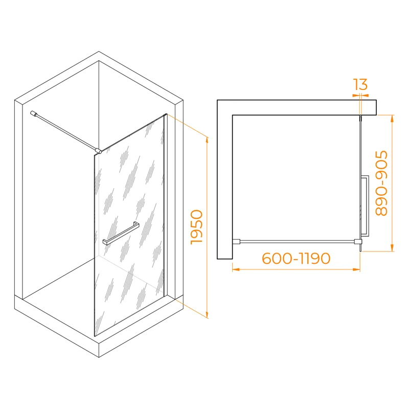 Душевая стенка RGW WA-040 Walk In, 90 см, стекло прозрачное, профиль хром, 35104009-11