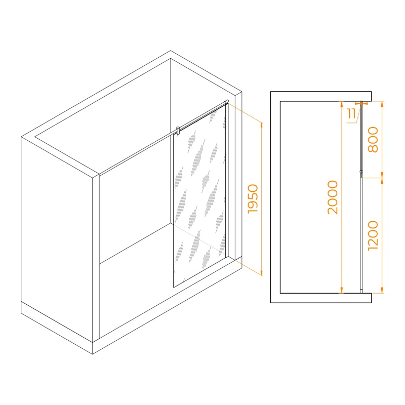 Душевая стенка RGW WA-003 Walk In, 80 см, стекло прозрачное, профиль хром, 351003308-11